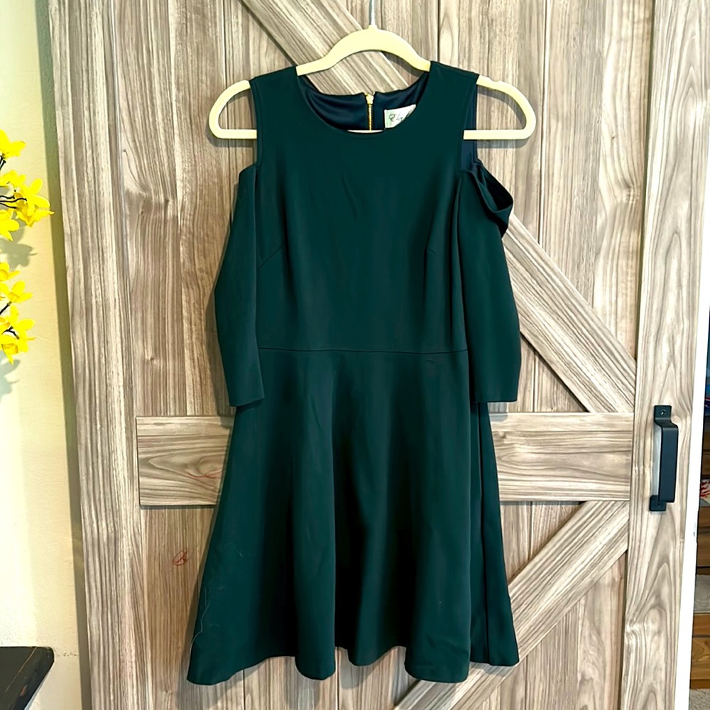 Eliza J Cold-Shoulder Green Cocktail Dress